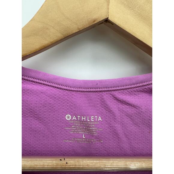 Athleta Womens Purple Speedlight Seamless Tee Size L Workout Gym Cinched T-Shirt - Picture 7 of 7
